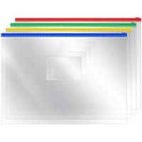 Картинка Папка-конверт на гибкой молнии А4, прозрачный пластик 120 мкм, с карманом для визитки с сайта smikon.ru
