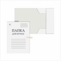 Картинка Папка для бумаг с завязками, картон немелованный, 360г/м2,белый, цельновырубная с сайта smikon.ru