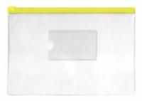 Картинка Папка-конверт на гибкой молнии В5, прозрачный пластик 110 мкм, с карманом для визитки с сайта smikon.ru