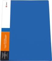 Картинка Папка с боковым зажимом, корешок 1.7см, со сменной этикеткой, пластик 0.6мм синий, фактура песок, Lamark с сайта smikon.ru