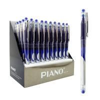 Картинка Ручка-роллер PIANO "Roller" синий 0.38мм, игловидный наконечник, одноразовая, корпус серебристый, рельефный держатель с сайта smikon.ru